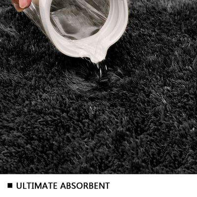 Black Tufting Shaggy Bathroom Rugs 2250GSM Water Absorbent Rugs For Bathroom